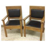 2 antique Mission oak armchairs
