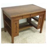 Mission oak library desk with bookshelf sides