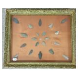 Ornate gilt shadow box frame with 21 authentic