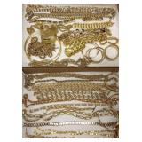 40 pieces vintage holiday gold colored jewelry in