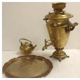 Large Persian brass Samovar with tray & teapot