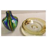 12" Italian art glass bowl & an art glass vase