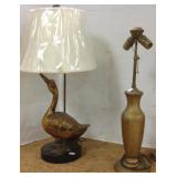 Vintage Silvercrest lamp base & a metal duck