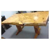 Slab Monterey cypress top dining table