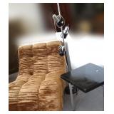Mid century mod faux fur chaise lounge, pole lamp
