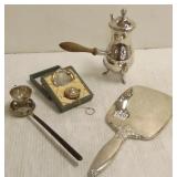 3 sterling items & a silverplate small pot