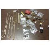 Group of vintage jewelry, watch chain, watch etc.