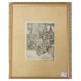 Framed signed W.B. Robertson 1930 etching -