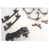 5 Victorian hat rack hooks & 2 pair of antique
