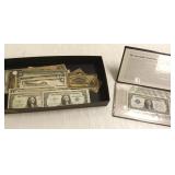 Group of U.S. etc. paper money large bills, silver