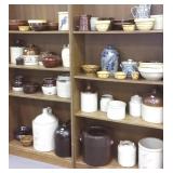 Large group of crocks, jugs, bowls, some Red Wing