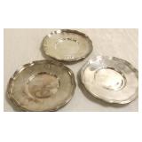 3 Deco nude plates approx 23 troy oz total: