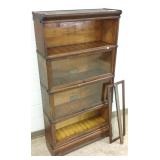 Globe 4-section oak stacking bookcase- 1 glass