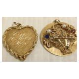 2- 14K large charms/ pendants 25.5g