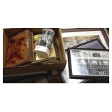 Group of vintage photo albums, framed photo &