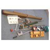 Group of vintage fishing including down rigger