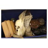 Group including Coleman lanterns, skull, decoys,