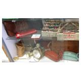 Group including vintage phones, purses, etc.