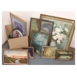 Group of vintage, etc. framed items, paintings,