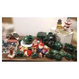 Group of vintage, etc. Christmas ceramics, wind up