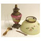 Victorian hand painted shade & lamp base