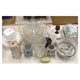 Group of hand painted china, glass, etc.