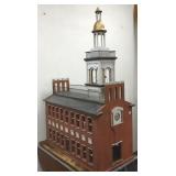 Antique folk art wood Independence Hall with