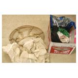 Group- vintage hoop skirt, clothing, linens, etc