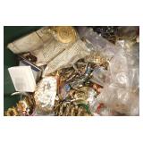 Large group assorted costume jewelry & findings