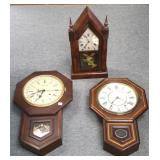 Victorian shelf clock & 2 wall clocks