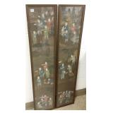 2 framed antique Chinese scroll paintings