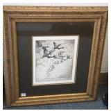 Framed pencil signed Bishop etching-