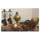 Group including girandoles with prisms & antique,