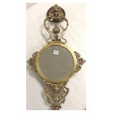 26" ornate brass wall shaving mirror