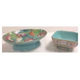 2 oriental porcelain compotes