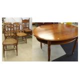 6 Victorian, etc chairs & an oval game table