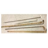 Group vintage carved canes, etc