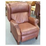 Leather upholstered recliner