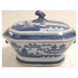 Large antique Canton covered tureen (hairline)