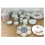 Group hand painted china including oyster plate,