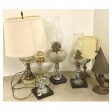 Group assorted lamps- arts & crafts, etc
