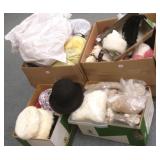 Group vintage hats, yarn, etc