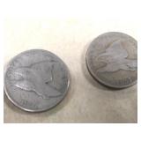 2- 1857 U.S. flying eagle cents