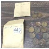3- 1909 Indian cents & 11 - 1909 Lincoln cents