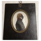 Antique hand painted miniature silhouette of a
