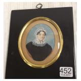 Antique hand painted miniature portrait - 1830