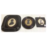 3 antique framed miniature silhouettes