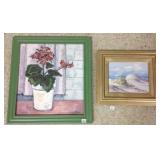 2 framed oil on canvas - 1 signed