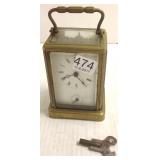 Antique carriage clock with key