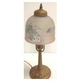 Antique boudoir lamp with reverse painted shade